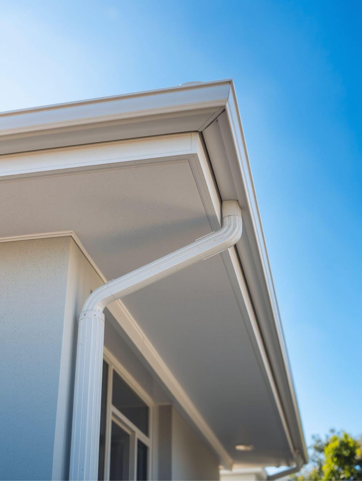 New white gutters on a house