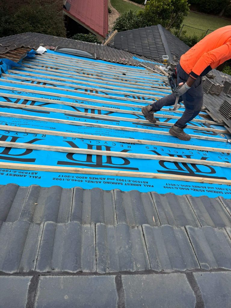 battons and underlay on roof repair