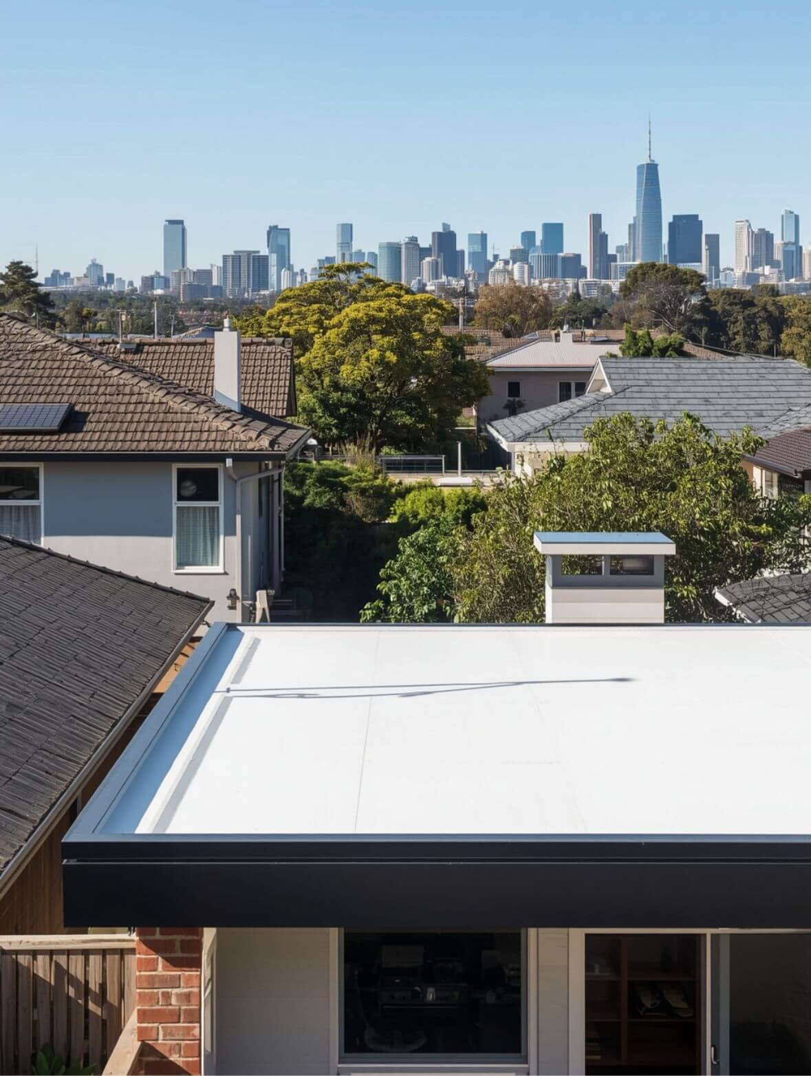 new flat roof on residential house